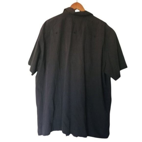 Kingsize Black Button Up Shirt 2XL Embroidered Pocket Short Sleeve - Picture 6 of 7